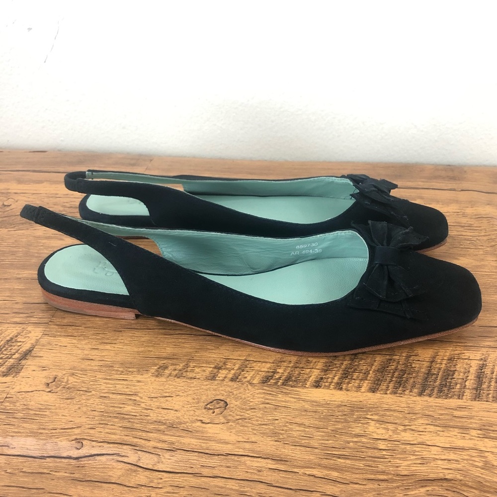 Boden Black Flats with Bow Detail